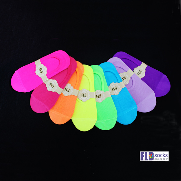 Microfiber Nylon Rainbow Women Non-terry Boat Socks